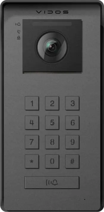 Panel i jashtëm interfonik Vidos IPX S100, kamerë Full HD, tastierë me PIN, gri