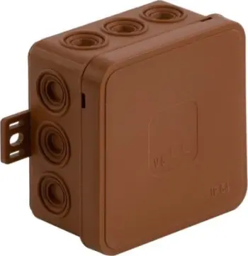 Kuti hermetike sipërfaqësore ViPlast V6, 85x85x41 mm, IP54, kafe