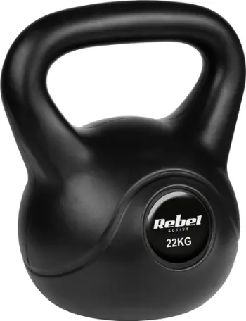 Kettlebell Rebel Active Bituminous, 22 kg, me veshje PVC, i zi