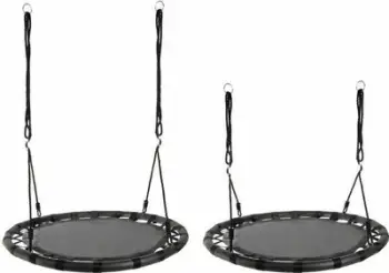Luhatëse rrumbullake Raven Nest Swing 100 cm, kapacitet 100 kg, e zezë