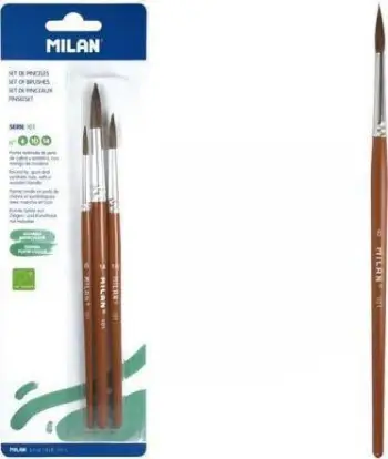 Set furçash për pikturë Milan 101 BWM 10460, madhësitë 6 10 14, për bojë uji, shumëngjyrëshe