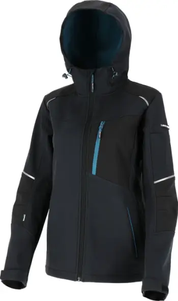 Xhaketë softshell për femra Lahti Pro L40947, me kapuç, masa M, e zezë me turquoise