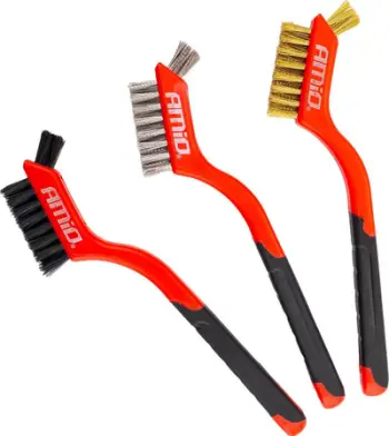 Set furça teli AMiO 02827, 3 copë, çelik najlon bronz, shumëngjyrëshe