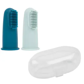 Set Furçash Dhëmbësh për Bebe me 2 Copa Silikoni - Blu