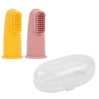 Set Furçash Dhëmbësh për Bebe me 2 Copa Silikoni - Pink - 1