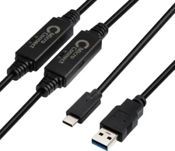 Kabllo USB MicroConnect USB3.1CA10AMP, USB A në USB C, 10 m, 5 Gbps, e zezë