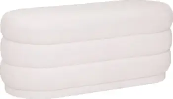 Pufe Atmosphera Sinan, 100 x 40 cm, material boucle, e bardhë