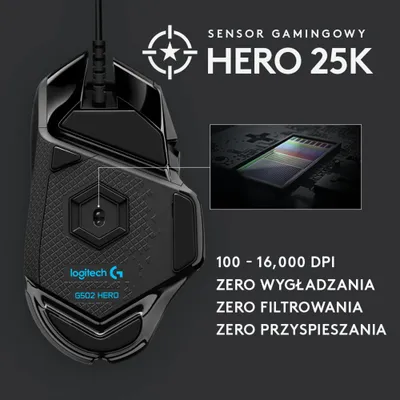 Set gaming Logitech G502 Hero Mouse dhe G Pro X, sensor HERO, mikrofoni BLUE VO!CE, i zi - 3