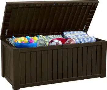 Kuti kopshti Keter Rockwood, 570L, plastike rezistente moti, kafe