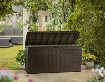 Kuti kopshti SAMOA Rattan BOX 270L, kapacitet 270L, kafe