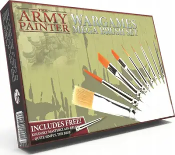 Set furçash për pikturim miniaturash Army Painter Mega Brush, 10 copë, për detaje dhe terren, shumëngjyrësh