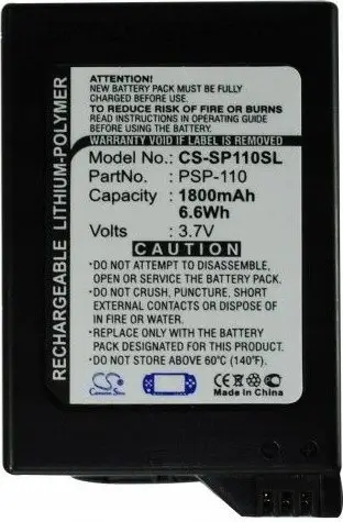 Bateri për konzolë lojërash Sony PSP, Li ion, 3.7V, 1800mAh