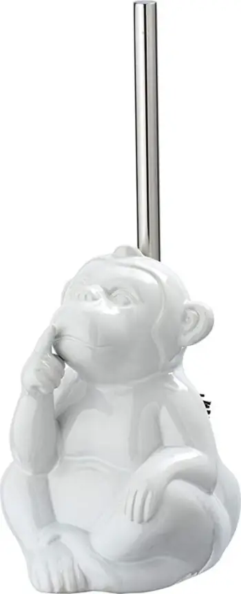 Set furçë tualeti Wenko Monkey Quiet, 22 cm, qeramik, e bardhë