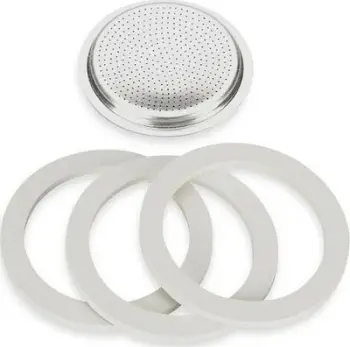 Set gasket Bialetti, 3 vula me filter, për xhezve alumini 3 4 filxhanë