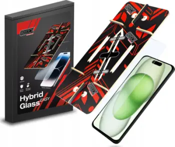 Xham hibrid GrizzGlass HybridGlass Easy për Apple iPhone 15, mbrojtës ekrani, transparents