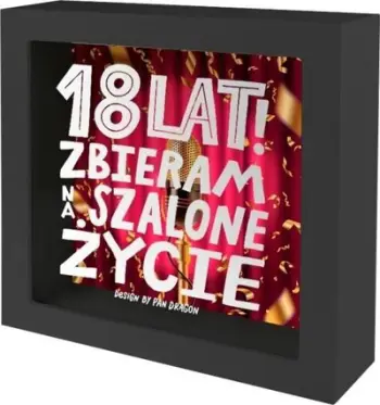 Kuti kursimi Giftland 18 Years, MDF dhe xham, 18 x 18 cm, shumëngjyrëshe