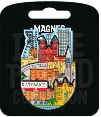 Magnet suvenir I Love Poland, Katowice, shumëngjyrësh