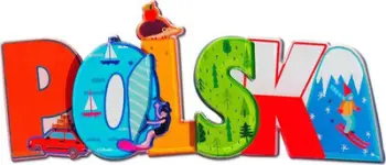 Magnet frigoriferi suvenir I Love Poland Polska, dekorativ, shumëngjyrësh