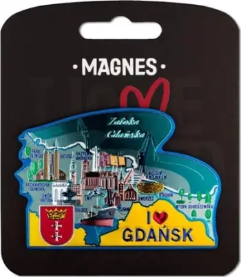 Magnet frigoriferi I Love Poland Gdańsk, ILP MAG a GD 35, suvenir dekorativ, shumëngjyrësh
