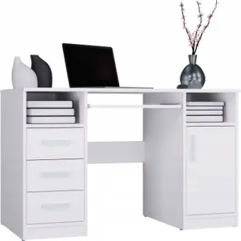 Tavolinë pune Delta Desk, 120 x 60 cm, 3 sirtarë, e bardhë