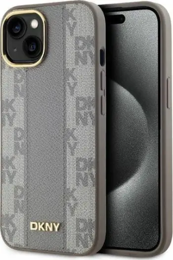 Mbulesë telefoni DKNY DKHMP15MPCPVSLE, për iPhone 15 Plus 6.7", lëkurë eko, bezhë