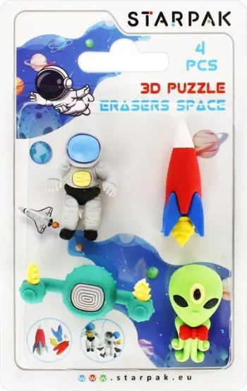 Set goma 3D Puzzle Space STARPAK 505320, 4 copë, shumëngjyrëshe