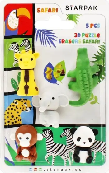 Set goma 3D STARPAK Safari 505318, puzzle, 5 copë, shumëngjyrëshe