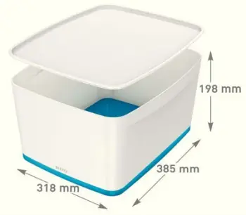 Kuti magazinimi Leitz MyBox Container 52161036, 18L, me kapak, e bardhë