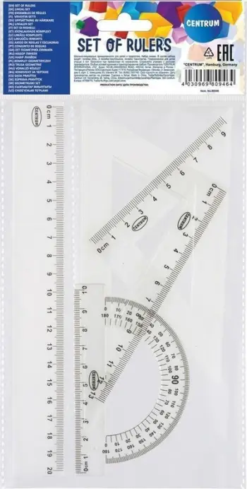Set gjeometrik Centrum 80946, plastik, 20cm, transparent