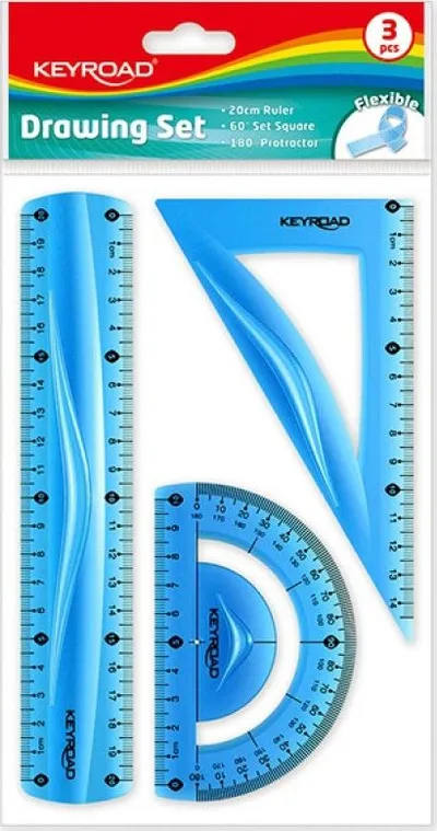 Set gjeometrik Keyroad Flexible Medium, 3 copë, plastikë fleksibël, shumëngjyrësh - 1