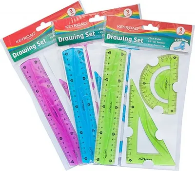Set gjeometrik Keyroad Flexible Medium, 3 copë, plastikë fleksibël, shumëngjyrësh - 2