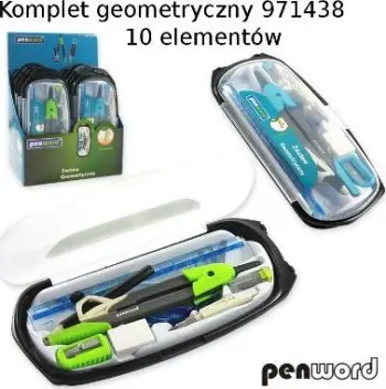 Set gjeometrik Geometric Set 971438, 10 pjesë, me kuti plastike, shumëngjyrësh
