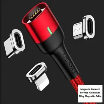 Kabllo USB USAMS USB-A - USB-C + microUSB, e argjendtë