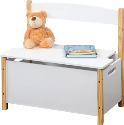Kuti lodrash me ulëse Kesper, MDF, me mbështetëse, e bardhë - 1