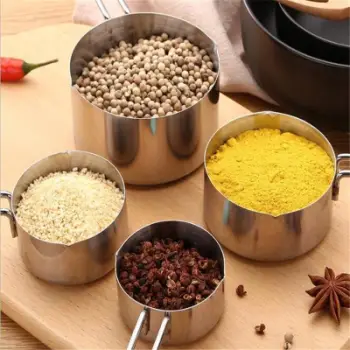 Set gota matëse kuzhine çelik inox, 4 copë, 60 250 ml, argjendtë