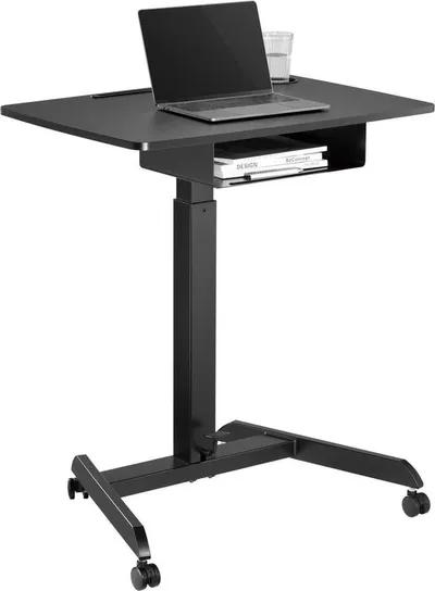 Tavolinë pune Maclean MC-903B, workstation me rregullim lartësie, e zezë - 1