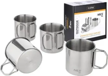 Set gotash çeliku NILS Camp NC1762, 4 copë, doreza palosëse, argjendtë