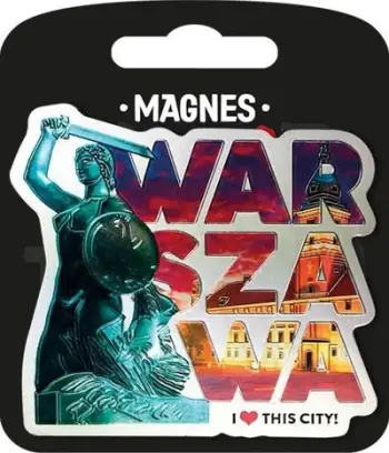 Magnet frigoriferi I Love Poland Warsaw ILP MAG a WAR 08, për sipërfaqe metalike