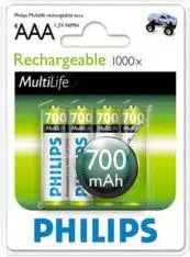 Bateri të rikarikueshme Philips AAA R03, 700mAh, 1.2V, 4 copë
