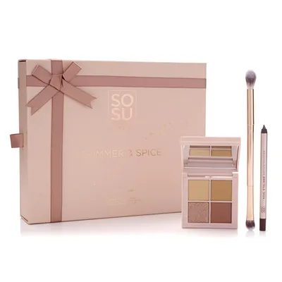 Set grimi SOSU Cosmetics Shimmer & Spice, hije + brushë + laps - 1