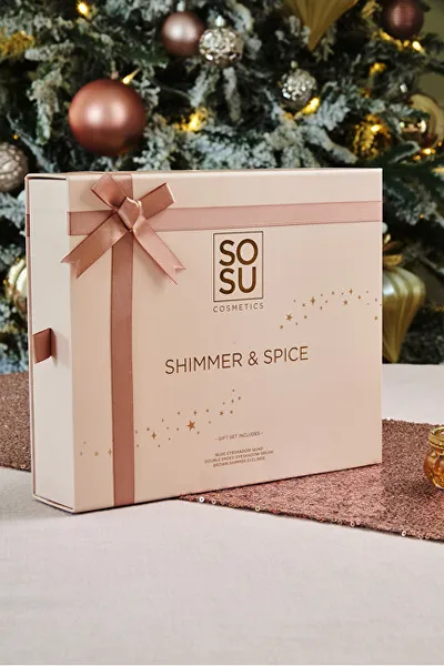 Set grimi SOSU Cosmetics Shimmer & Spice, hije + brushë + laps - 4