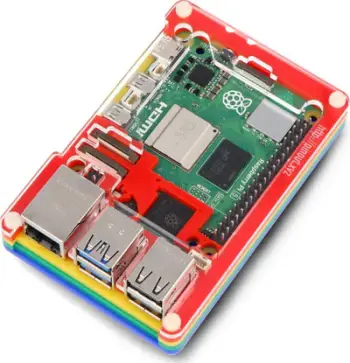 Kuti mbrojtëse Pimoroni Pibow Coupe 5 për Raspberry Pi 5, dizajn me shtresa, shumëngjyrëshe