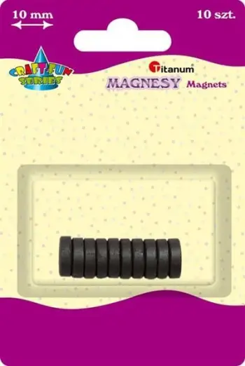 Magnet i rrumbullakët Round Magnet 338441, diametër 10mm, paketim 10 copë, i zi