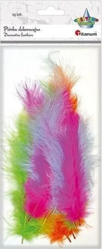Pupla dekorative Titanum Feather Fluff Mix, 11.8-15 cm, set 25 copë, shumëngjyrëshe