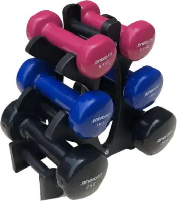 Set hantelash Enero Fit VDB, 7kg total, vinil, me qëndrim