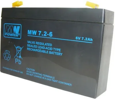 Bateri xheli MW Power Pb, 6V, 7.2Ah, e zezë - 1