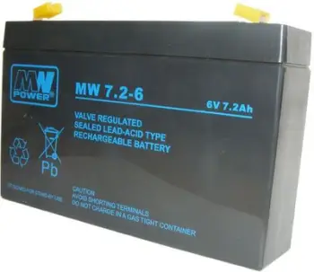 Bateri xheli MW Power Pb, 6V, 7.2Ah, e zezë