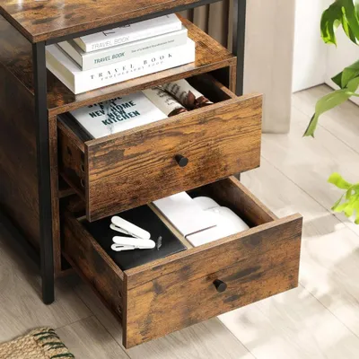 Tavolinë zyre tvorcov Rustic Loft, me raft, 2 sirtarë, kafe - 2