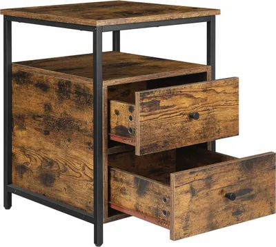 Tavolinë zyre tvorcov Rustic Loft, me raft, 2 sirtarë, kafe - 3