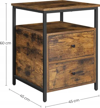 Tavolinë zyre tvorcov Rustic Loft, me raft, 2 sirtarë, kafe - 4